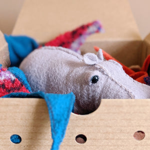 Hand Stitched House Hippo in Box