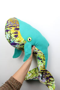 Large Whale Pillow - Turquoise