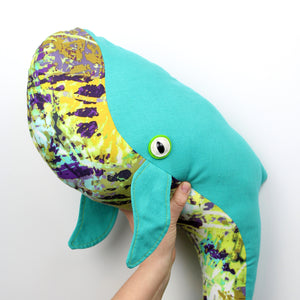 Large Whale Pillow - Turquoise